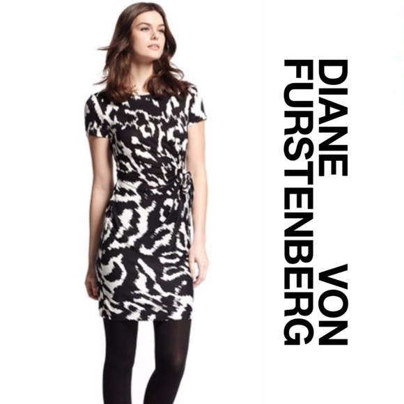 Diane von Furstenberg Zoe Silk Ikat Tie-Belt Wrap Dress - Picture 11 of 12
